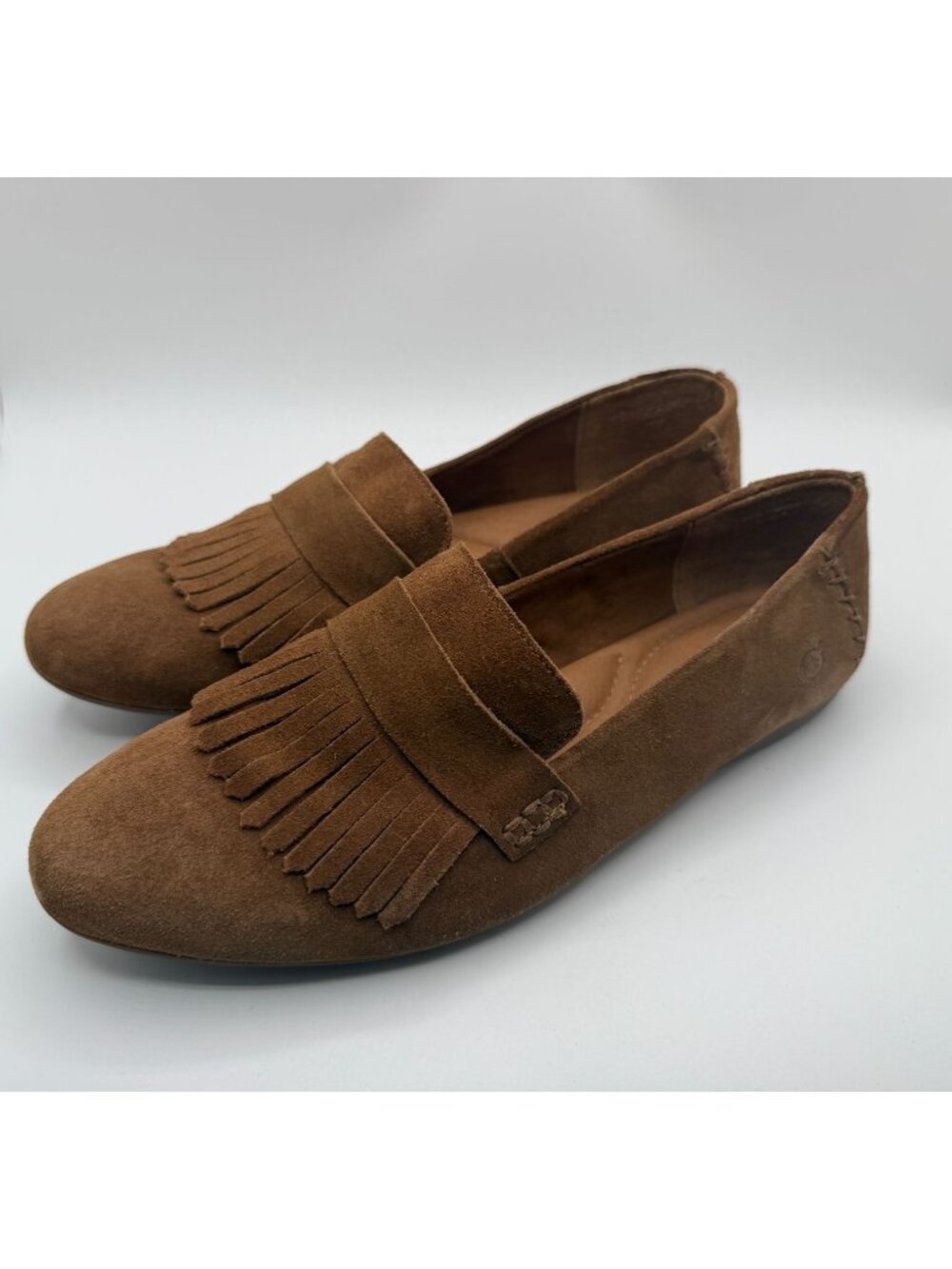 Born McGee Leather Kiltie Loafers Size 9M Brown Fringe Casual Comfort Shoes
